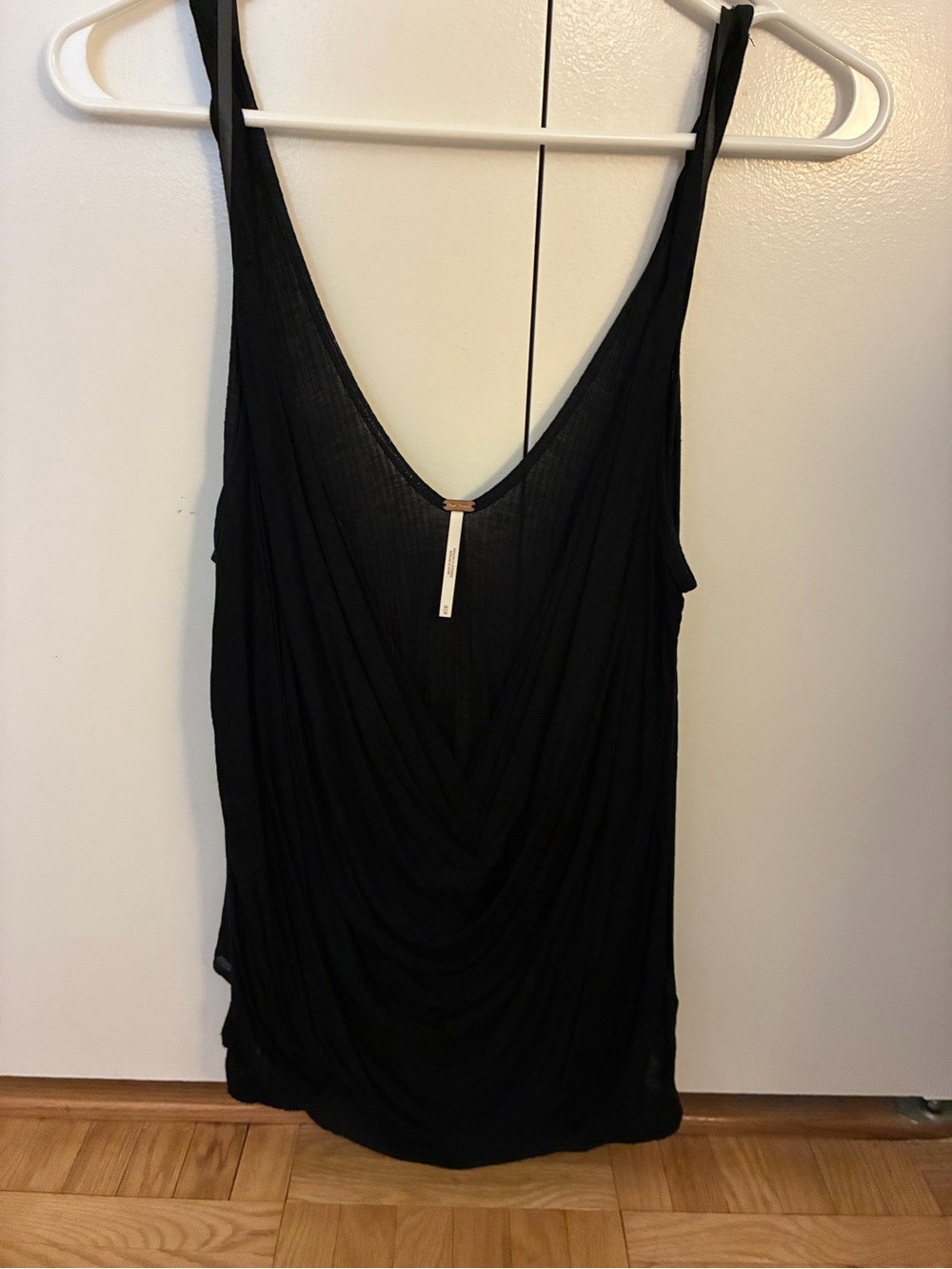 Free People Black Chemise Top with Deep V-Neck